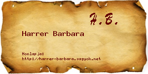 Harrer Barbara névjegykártya